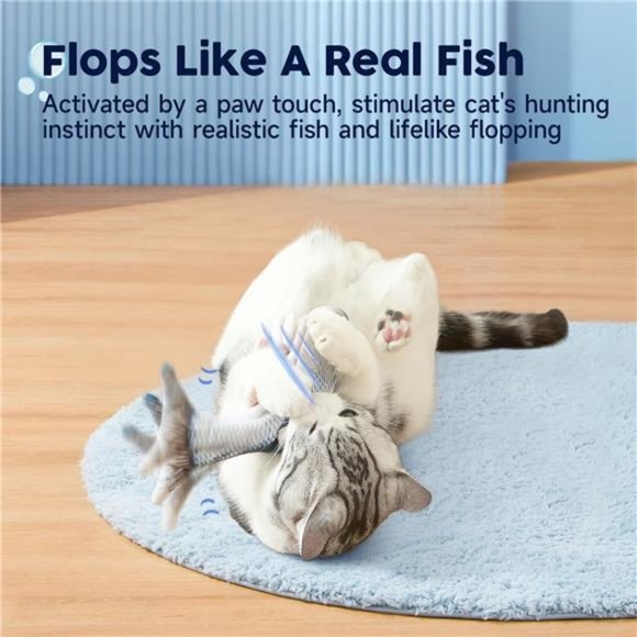 Cat Toys Flopping Fish with SilverVine and Catnip, Moving Cat Kicker,Floppy Fish - Picture 2 of 6